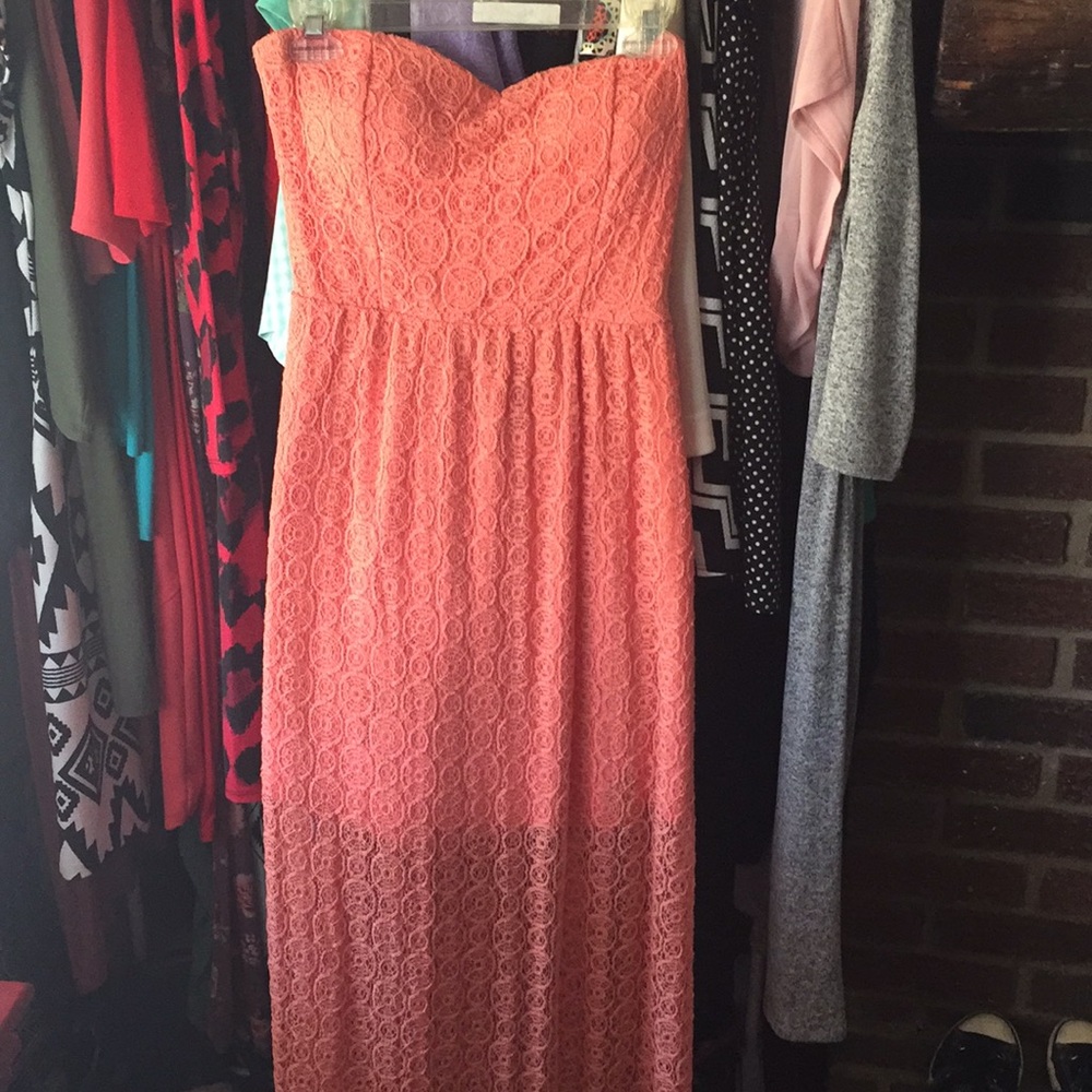 Strapless backless lace spring dress